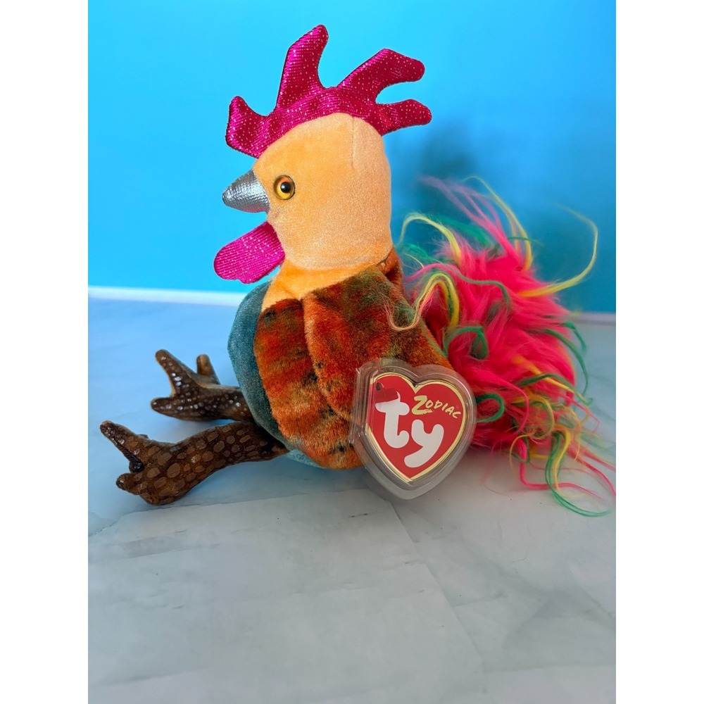 Ty Zodiac Beanie Baby Rooster Plush Toy 2000 Chinese Zodiac Collection NWT